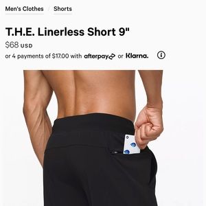 NWT Lululemon Mens T.H.E. Short 9” Linerless Black M